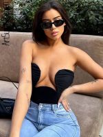 Clarissali Strapless Sleeveless Cut Out Shoulder Outfits Bustier