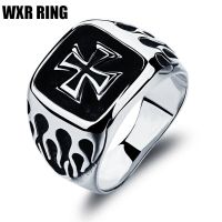 WXR RING ผู้ชายVINTAGEไม้กางเขนพระเยซูเงินแหวนศาสนาคริสต์แหวนกางเขน