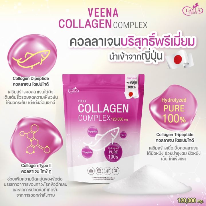 ส่งไวของแท้100-veena-collagen-complex-120-000-mg-คอลลาเจนพรีเมี่ยมบริสุทธิ์นำเข้าจากญี่ปุ่น-ชงง่ายละลายไว-น้ำใส-ไม่คาวดื่มง่าย
