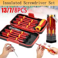 7/8/13pcs VDE Insulated Screwdriver Set CR-V High Voltage 1000V Magnetic Phillips Slotted Torx Screwdriver Durable Hand Tools Drills  Drivers