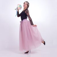 ‘；’ 2022Quality 7 Layers 100Cm Long Tulle Skirts Womens Pleated Skirt Fashion Wedding Bridal Bridesmaid Skirt Faldas Jupe Saias