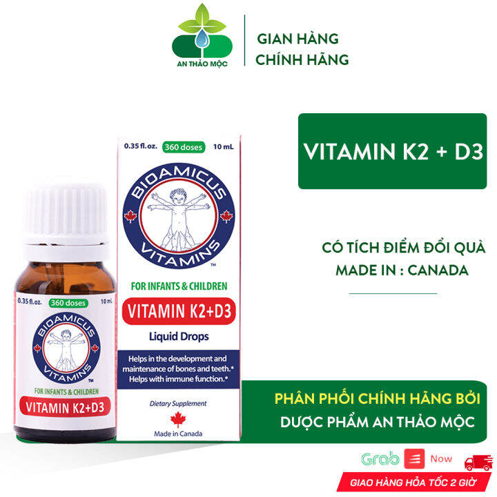 Bioamicus Vitamin D3 K2MK7 bổ sung giúp bé hấp thu canxi phát triển