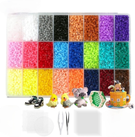 JINLETONG 24000Pcs Iron Beads Mini Hama Beads 2.6mm, 24 Colors, 3 Plates for Crafts Jigsaw Puzzle 3d Puzzle for Adults