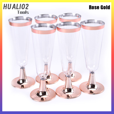 ถ้วยพลาสติกแก้วไวน์แดงแบบใช้แล้วทิ้ง HUALI02 6ชิ้นขนาด150มล. ถ้วยสำหรับงานแต่งงาน