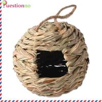 {Questionno} Handwoven Round Grass Bird Cage แขวนกลางแจ้งฟางธรรมชาติ Bird Shelter Nest