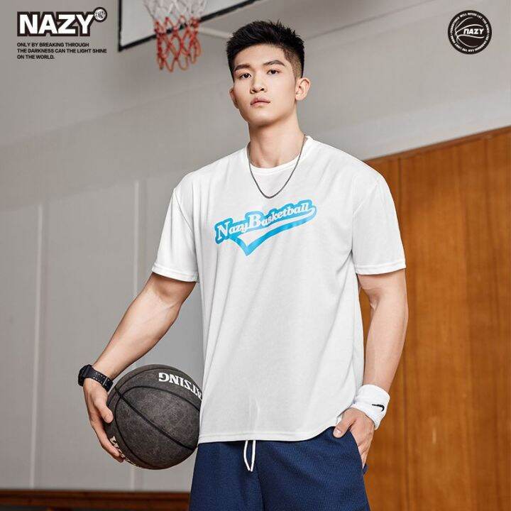 nazy-เสื้อนักเรียนแบรนด์แฟชั่นแขนสั้นแห้งเร็ว-t-เสื้อยืดชายตาข่ายผ้าไหมน้ำแข็งเสื้อยืดบาสเกตบอลชุดฝึกซ้อมชุดออกกำลังกาย