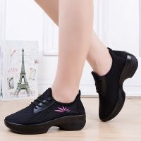 ☃♀✷ Dance shoes for women soft sole mesh womens square dance four seasons medium high heels new casual red dance shoes dance shoes