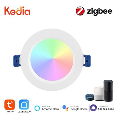 Kedia Tuya Zigbee 7W ไฟ Led เพดานปิดภาคเรียน3.5นิ้วไฟเพดานดาวน์ไลท์แบบกลม RGB CW ไฟ Led สำหรับห้องครัว Alexa Google Home