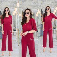 dee-ya shop เสื้อผ้าแฟชั่น Jumpsuit สีแดง พร้อมส่ง