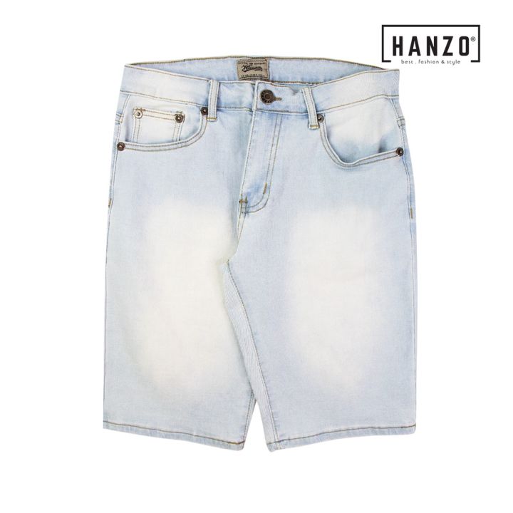 HANZO Men Regular Fit Short Denim 106464 JL8836-34 - Air Blue