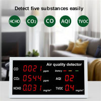 เครื่องตรวจจับอากาศใน CO2แบบชาร์จไฟได้5 In1,เครื่องตรวจจับอากาศระบบเครื่องตรวจวัดฟอร์มัลดีไฮด์ไฟฟ้าพร้อมแบตเตอรี่ขนาด1000มิลลิแอมป์ต่อชั่วโมงเครื่องวิเคราะห์มลพิษทางอากาศแบบพกพาสำหรับรถยนต์สำนักงานบ้าน