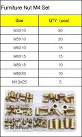 Furniture Nut 50/105PCS M4 M6 M8 M10 Flanged Hex Drive Head Furniture Nuts Zinc Alloyl Thread For Wood Insert Nut Assortment Kit Nails Screws Fastener