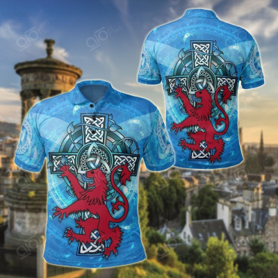 2023 NEW Style Summer Scotland Celtic - Scottish Lion With Celtic Cross Unisex Adult Polo Shirtsize：XS-6XLNew product，Canbe customization high-quality