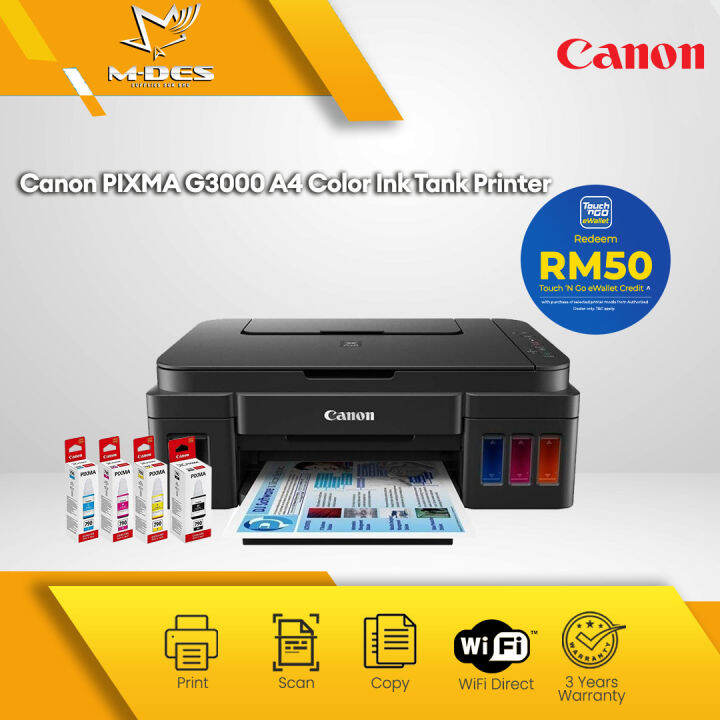 Free Rm50 Tng Canon Pixma G3000 Wireless All In One A4 Color Refill Ink Tank Printer Print Free Rm50 Tng Canon Pixma G3000 Wireless All In One A4 Color Refill Ink Tank Printer Print