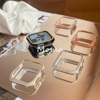 Apple Watch Diamond Case สำหรับ Apple Watch Series 7 6 SE 5 4 3 2 Glossy PC กรอบเลเซอร์แกะสลักสำหรับ iWatch 45 มม.41 มม.40 มม.44 มม.