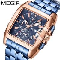 MEGIR/Meiger square creative watch mens multi-functional sports watch waterproof luminous calendar mens watch 【QYUE】