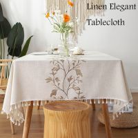 【LZ】□▲⊙  Battilo Linen Table Cover Rectangular White Tablecloths Waterproof Coffee Table Cloth for Dining Desks Kitchen Decor