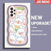 JIUMOO เคสปลอกสำหรับ Samsung กาแล็คซี่ A13 5G A04s การ์ตูนน่ารักรูปเป็ดขอบคลื่นดีไซน์ใหม่เคสโทรศัพท์แบบใสแฟชั่นซิลิโคนนิ่มเคสป้องกันเคสโปร่งใสกันกระแทกเลนส์กล้องถ่ายรูปที่สร้างสรรค์