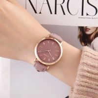 ♧卍 When get the pink watch Ms. Han edition atmospheric contractedbelt quartz femalebig dial Numbers