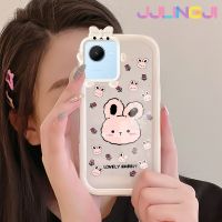 Jjlingji เคสสำหรับ Realme C30 C30s Narzo 50i Prime เคสลายการ์ตูนกระต่ายน่ารักสร้างสรรค์สีสันสดใสน่ารักสัตว์ประหลาดน้อยเลนส์กล้องถ่ายรูปแบบนิ่มซิลิโคนเคสใสกันกระแทกแบบใสง่าย