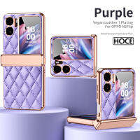 เคสฝาพับทรงเพชรทำจากโลหะชุบ HOCE สำหรับออปโป้ไฟนด์ N2พลิก N2flip 5G พร้อมฟิล์มกันหน้าจอกระจก