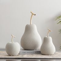 Nordic Ceramic Fruit Ornaments Apple/Pear Frosted Porcelain Statue Modern Home Decoration Collection Art Table Decoration