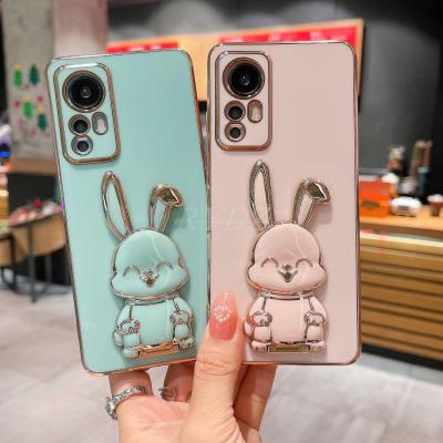 3D Cute Rabbit Folding Stand Case For Xiaomi Redmi Note 12 11 10 9 9A 9T 9C 8 10C 7 M3 X3 Pro Max Electroplated Shockproof Cover