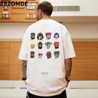 【New】ZAZOMDE ฤดูร้อนผู้ชาย Streetwear จดหมาย Pixel หัวภาพพิมพ์ Hip Hop เสื้อยืดผู้ชาย High Street Casual Oversize Daliy tshirt