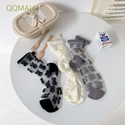 QQMALL Transparent Tube Socks Thin Glass Silk Socks Crystal Socks Women Cute Summer Japanese Girls Simple Bear QC7311709