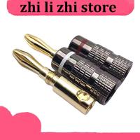 zhilizhi Store 4MM Banana Jack Plug Straight Pre Amplifier Gold Plated Connector solder free Audio Adapter Speaker