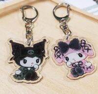 2ชิ้นพวงกุญแจน่ารัก Kuromi เมโลดี้อะคริลิคสไตล์เข้มกระเป๋าเป้สะพายหลัง Sanrio จี้ห้อยกระเป๋าถือเด็กเด็กผู้หญิงคู่ของขวัญการ์ตูน