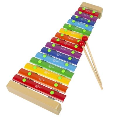ระนาดของเด็กทำจากไม้15เสียงเปียโนเครื่องดนตรีของเล่น2ค้อน