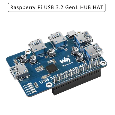 Raspberry Pi USB USB 3.2 Gen1 HUB HAT GPIO Expansion Board With 4x USB 3.2 Gen1 Ports for Raspberry Pi 4 Model B