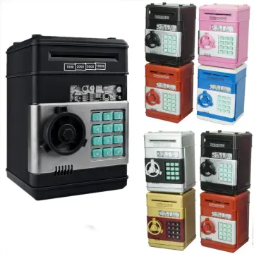 Code Key Lock Piggy Bank Coins Cash Saving Money Box Counter Mini