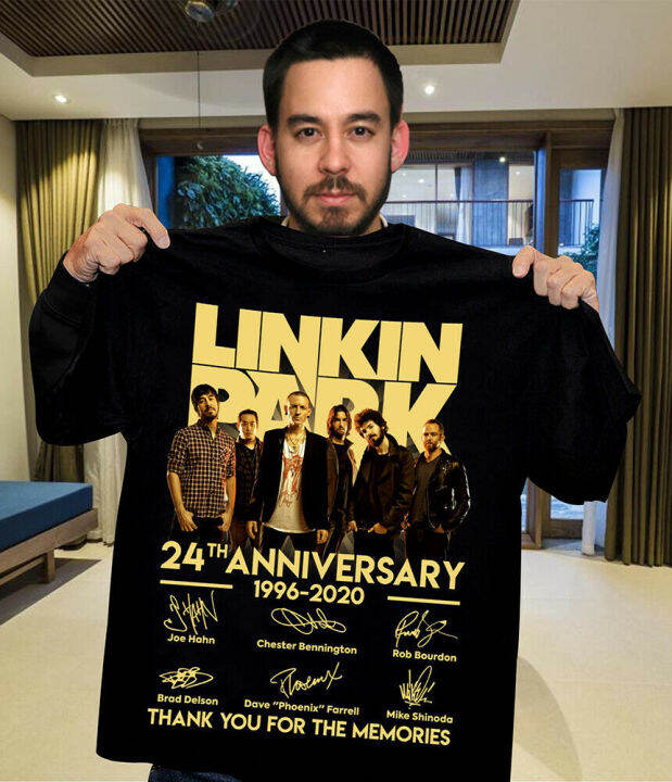 2022ใหม่-linkin-park-rock-band-24th-ครบรอบ1996-2020ลายเซ็นเสื้อยืดขนาด-m-3xl