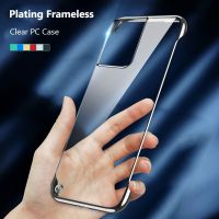 Plating Frameless Case For Samsung Galaxy S23 S22 S21 S20 Note 20 Ultra 10 S10 Plus Hard PC Clear Protect Back Cover Shell