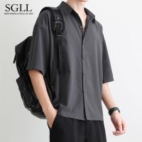 Ready❤ Japanese Shirt Mens Short Sleeve Ice Silk Draping Soft Loose Casual men shirt Pu Shuai Half Sleeve Korean Style tops Trendy All-Match White Shirt