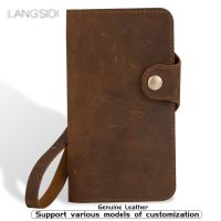 ✿ Genuine Leather flip Wallets Case For Samsung A7 2018 A50 A70 s10e note 10 pro retro leather buckle soft silicone phone cover