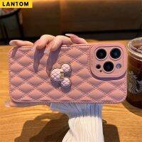 LANTOM  เคสโทรศัพท์มือถือกันกระแทกซิลิโคนอ่อนนุ่ม 3D Rhombus สำหรับ iPhone 14 13 12 11 Pro Max XS XR X  กรณีโทรศัพท์แฟชั่นพร้อมฝาครอบเลนส์เต็มรูปแบบ