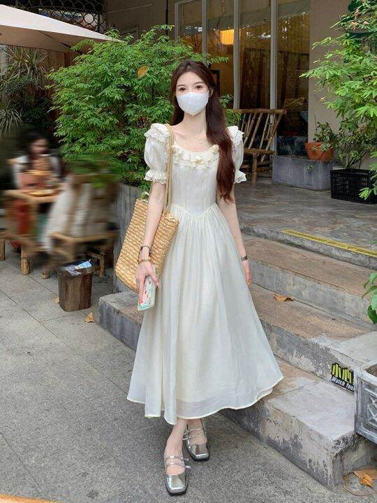 xitao-dress-solid-color-three-dimensional-decoration-lace-dress