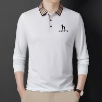 ✳☸ New Fashion Men Polo Shirt Long Sleeve HAZZYS Spring Casual Tee Flower Collar Shirt Korean Style Male Polo Shirt Luxury Clothing