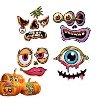 Pumpkin Decorating Decals Novelty Face Stickers Decals for Spooky Atmosphere Seasonal Wall Art Supplies for Tabletop Luggage Living Room Wall Bedroom Door Pumpkin Lamp active