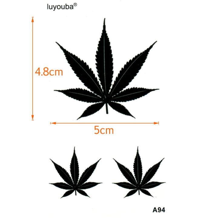 รอยสักศิลปะใบเมเปิลรอยสักรูปใบโคลเวอร์สีดำกันน้ำรอยสักชั่วคราวผู้ชาย