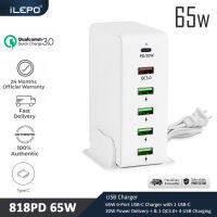 iLepo 65W 6-Port USB-C Charger with 1 USB-C 20W Power Delivery + &amp; 1 QC3.0+ 4 USB Charging Station for MacBook, USB C Laptops, iPad Pro, iPhone, Galaxy, Pixel and More