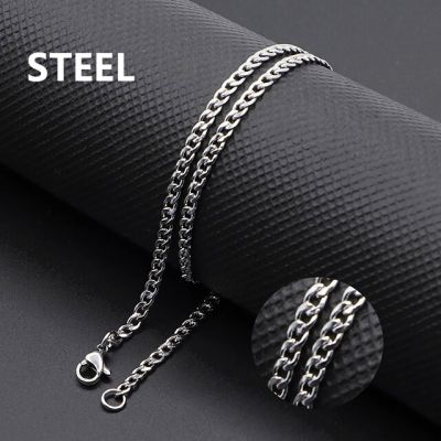 JDY6H Fashion Women Men Necklace Stainless Steel Curb Cuban Link NK Chain Silver Color Basic Punk Male Choker Colar Jewelry Gifts