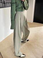 CHEERART Spring 2022 Korean Fashion Pants Women High Waist Mint Green Pleated Baggy Casual Trousers Black Bottoms Trendy Clothes