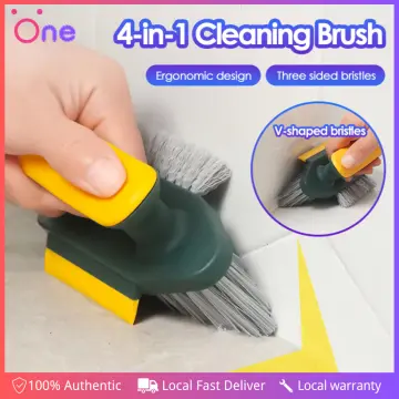 Kitchen Bathroom Countertop Ground Window Silicone Multi-functional  Cleaning Brush Crevice Brush Scraper Brush Three-in-one Cleaning Brush-blue