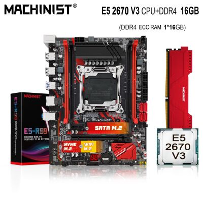 MACHINIST X99 Motherboard Set LGA 2011-3 Kit Xeon E5 2670 V3 CPU 16GB DDR4 ECC RAM Memory Nvme M.2 Sata 3.0 Wifi M-Atx E5 RS9