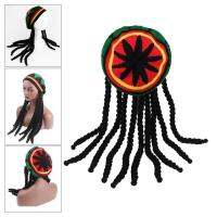 Baosity Dreadlocks วิกหมวกกับ Tam - Reggae Knit Slouchy Jamican หมวกโครเชต์ฮิปปี้ถักยืดผมปลอมสีดำยาว Unisex