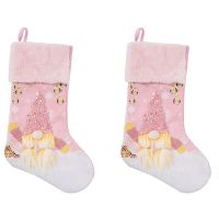 Christmas Decor Christmas Stocking Pink with LED Lights Glowing Rudolph Christmas Socks Children New Year Gift Bag